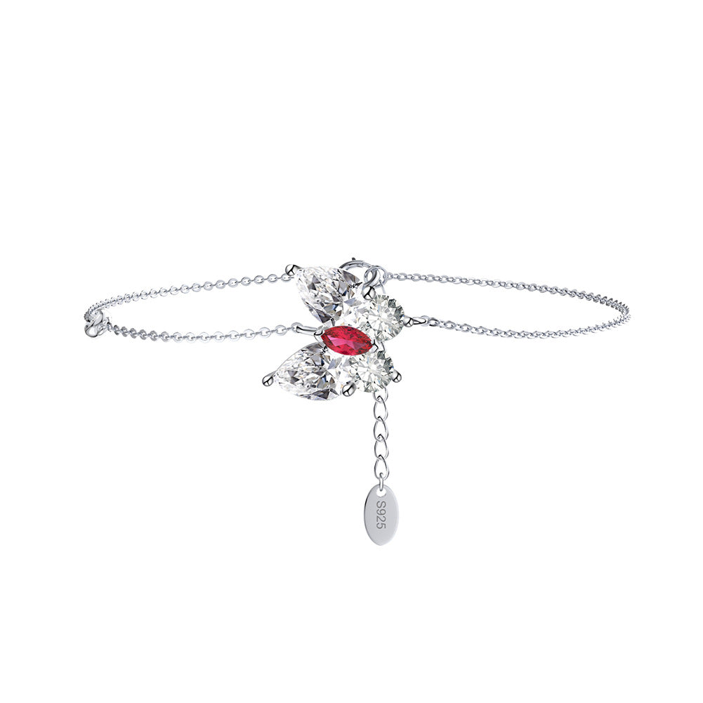 925 Sterling Silver Zircon Butterfly Bracelet