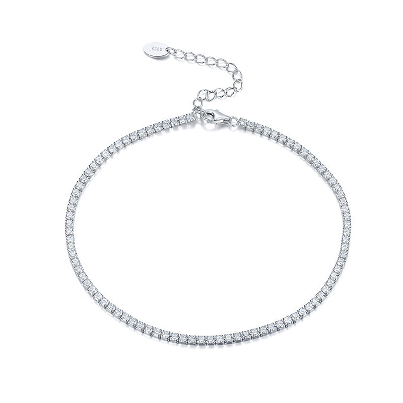 925 Sterling Silver Tennis Fashion Anklet