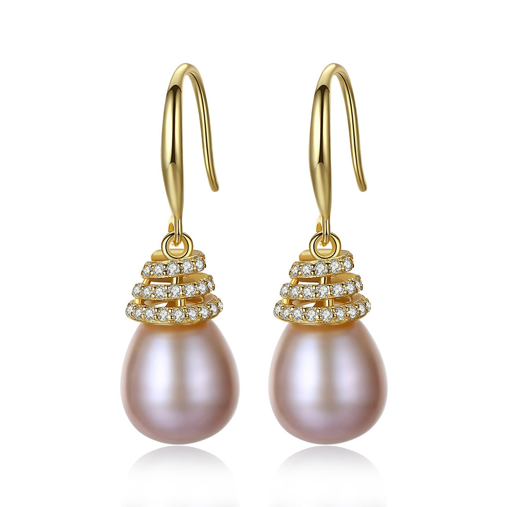 925 Sterling Silver Natural Pearl Drop Earrings Fashion Jewelry Gift for Women Girls