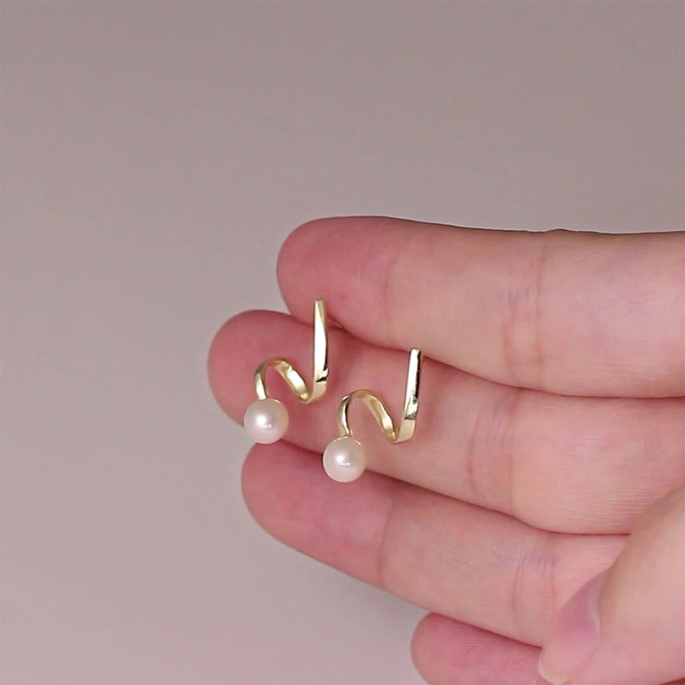 925 Sterling Silver Natural Pearl Earrings Fashion Jewelry Gift for Women Girl