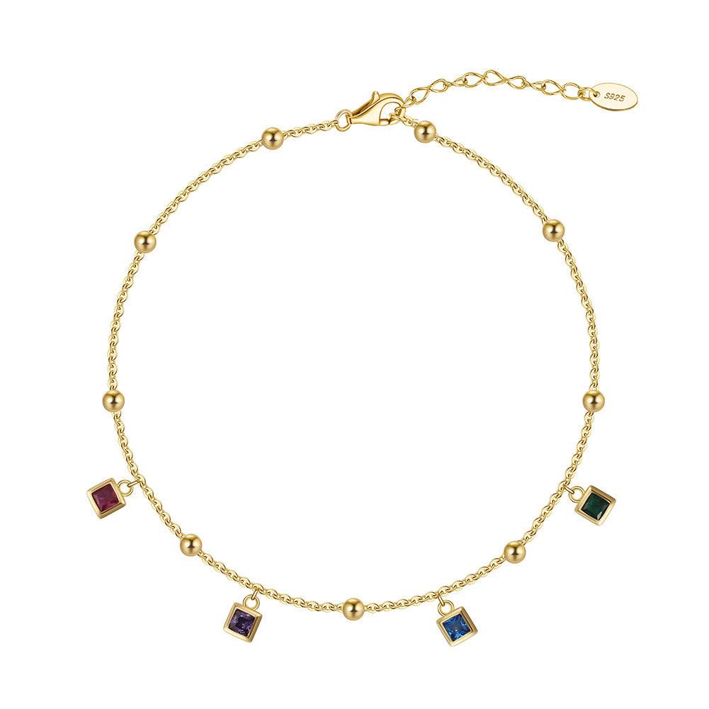 925 Sterling Silver Zircon Fashion Anklet