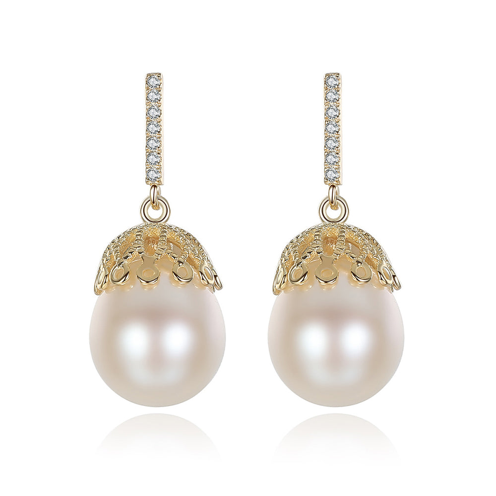 925 Sterling Silver Natural Pearl Drop Earrings Fashion Jewelry Gift for Women Girls