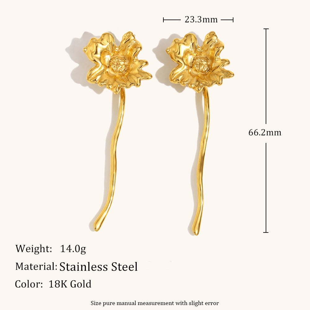 316L Stainless Steel Jewelry Fashion Flower Earrings