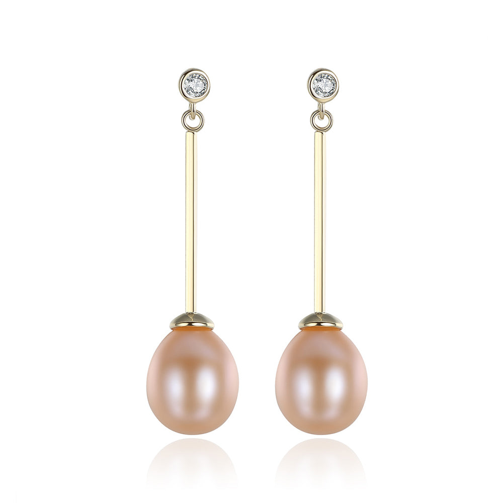 925 Sterling Silver Natural Pearl Long Drop Earrings Fashion Jewelry Gift for Women Girls