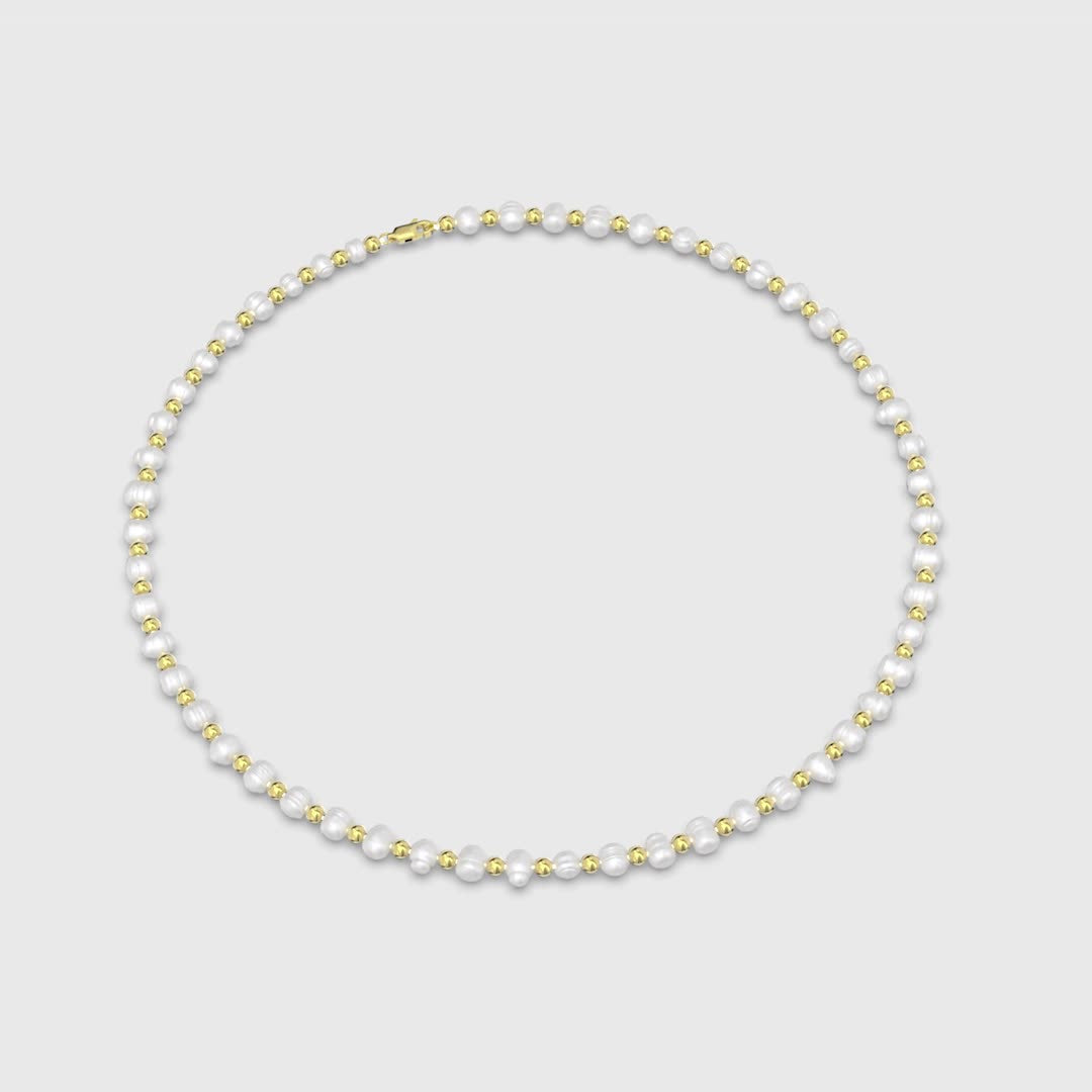 925 Sterling Silver Unisex Pearls Necklace