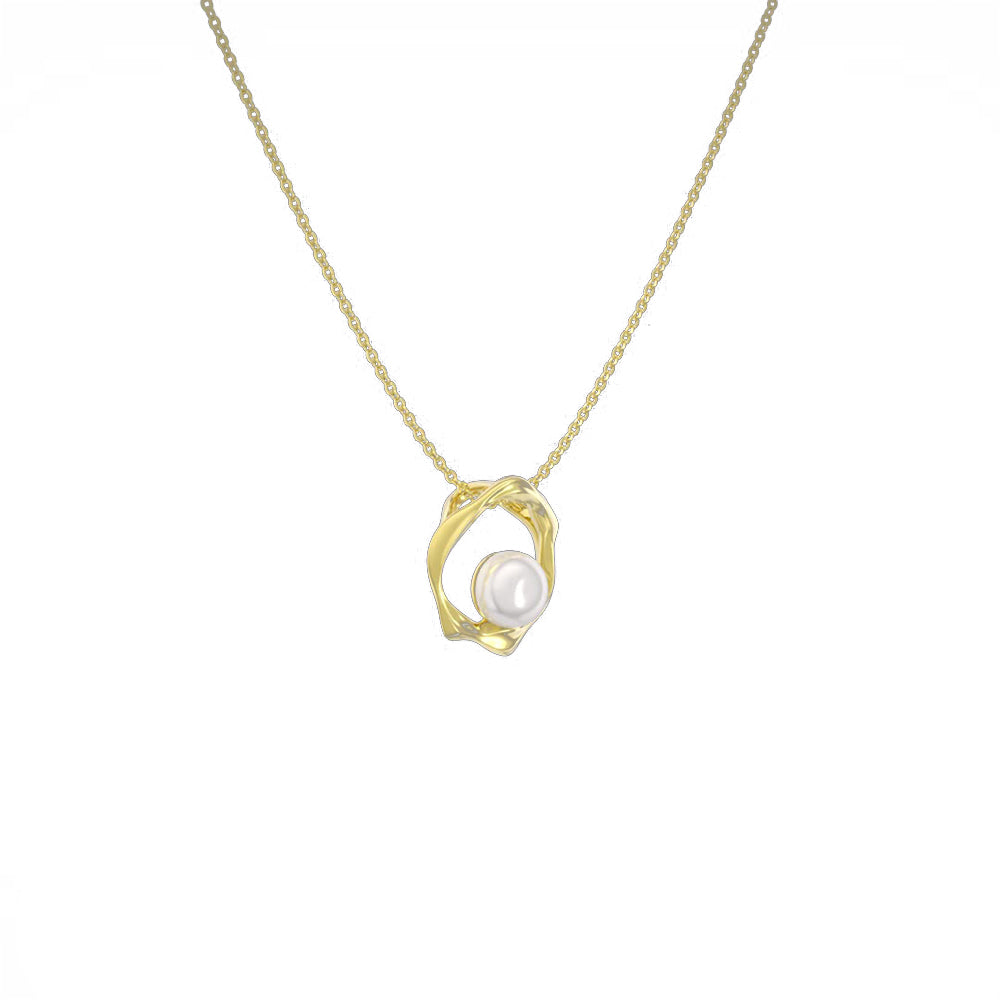 925 Sterling Silver Natural Pearl Necklace Fashion Jewelry Gift for Women Girls
