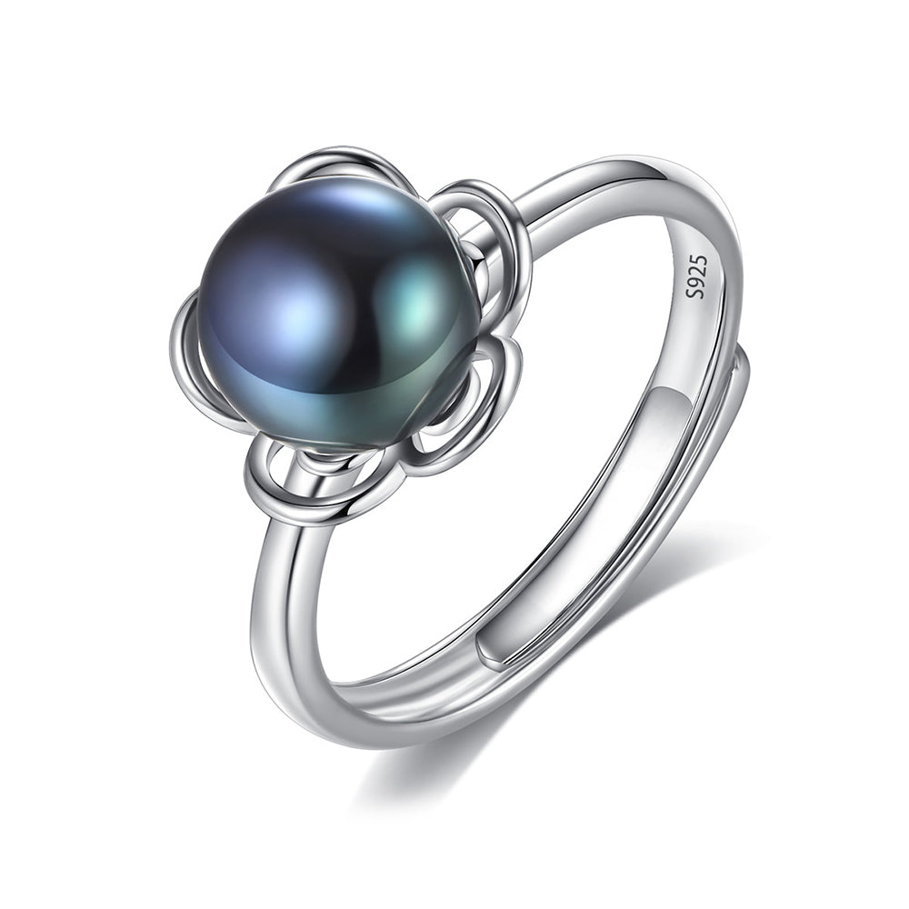 925 Sterling Silver Natural Pearl Ring Fashion Jewelry Gift for Women Girls