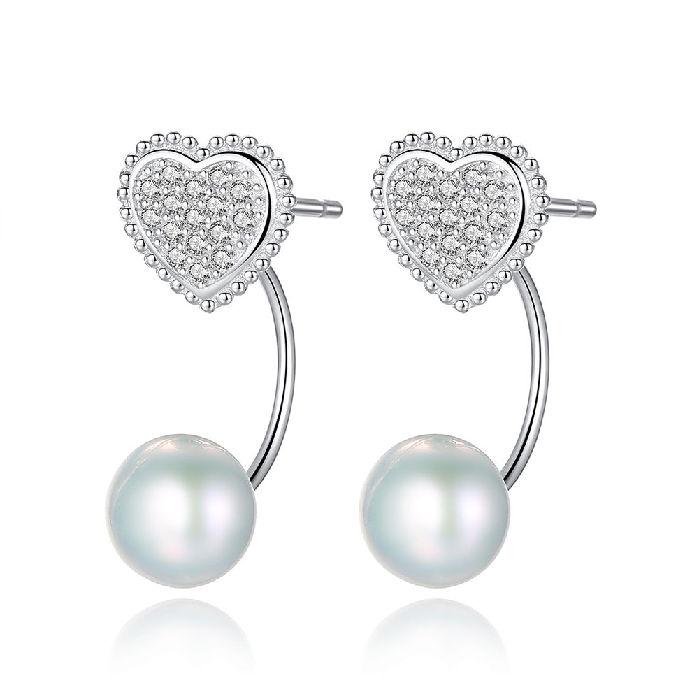 925 Sterling Silver Natural Pearl Long Drop Earrings Fashion Jewelry Gift for Women Girls