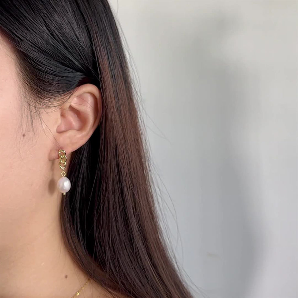 Pendientes de perlas naturales de plata de ley 925, joyería de moda, regalo para mujeres y niñas.