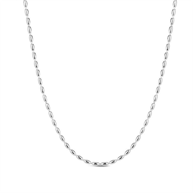 925 Sterling Silver Rice Beads Chain 1.6*2.4mm 2*4.1mm 2.5*5.2mm 3*6mm