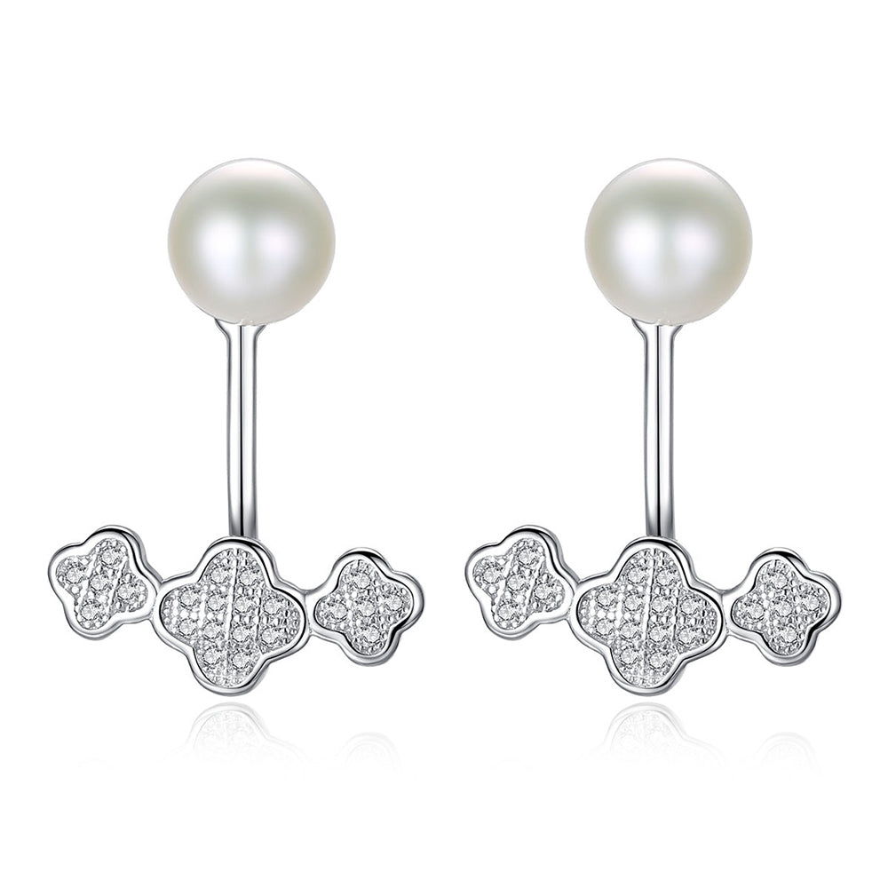 925 Sterling Silver Natural Pearl Drop Earrings Fashion Jewelry Gift for Women Girls