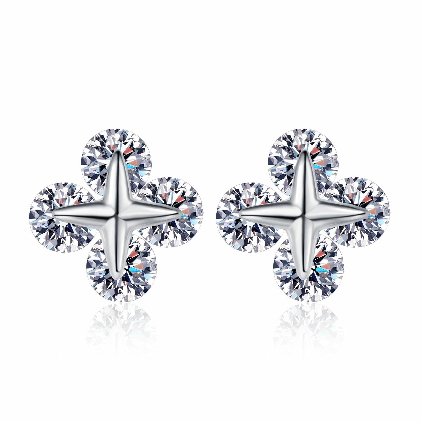 925 Sterling Silver Moissanite Cross Stud Earrings