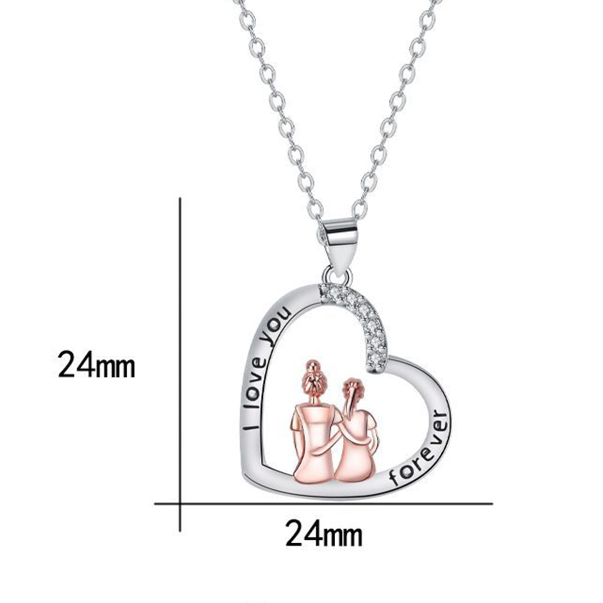 Copper With Silver/Rosegold Plated Heart Pendant Necklace