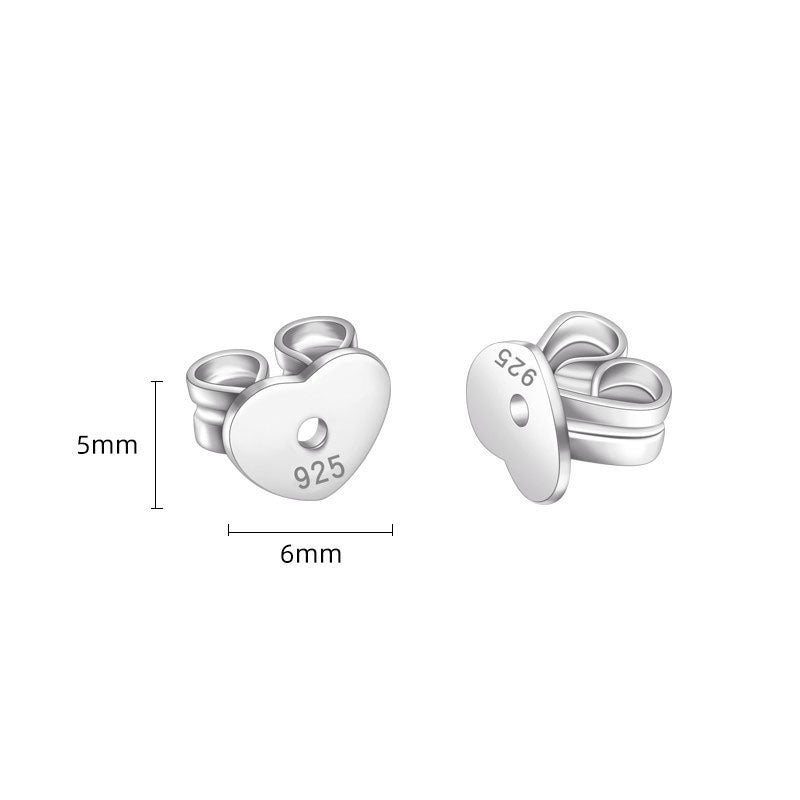 925 Sterling Silver Heart Earring Back