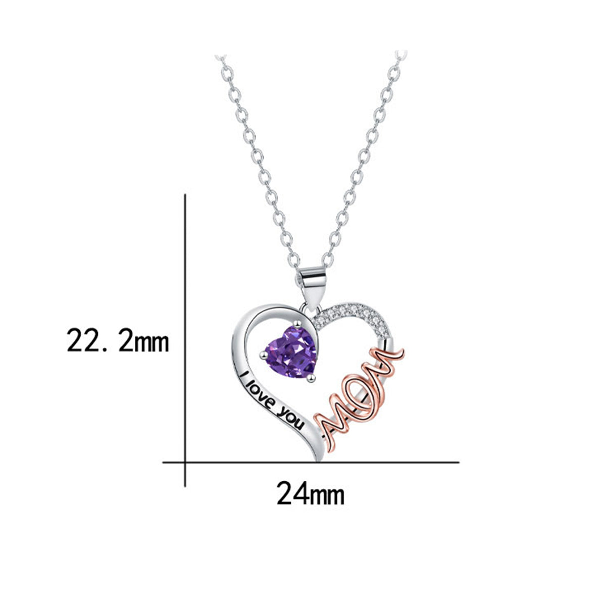 Copper With Silver/Rosegold Plated Heart Pendant Necklace