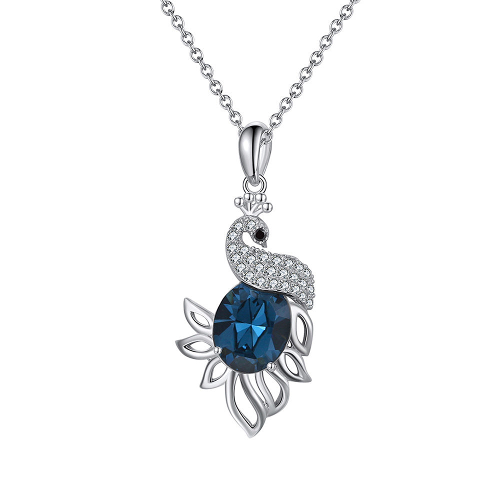 925 Sterling Silver Crystal Phonix Necklace