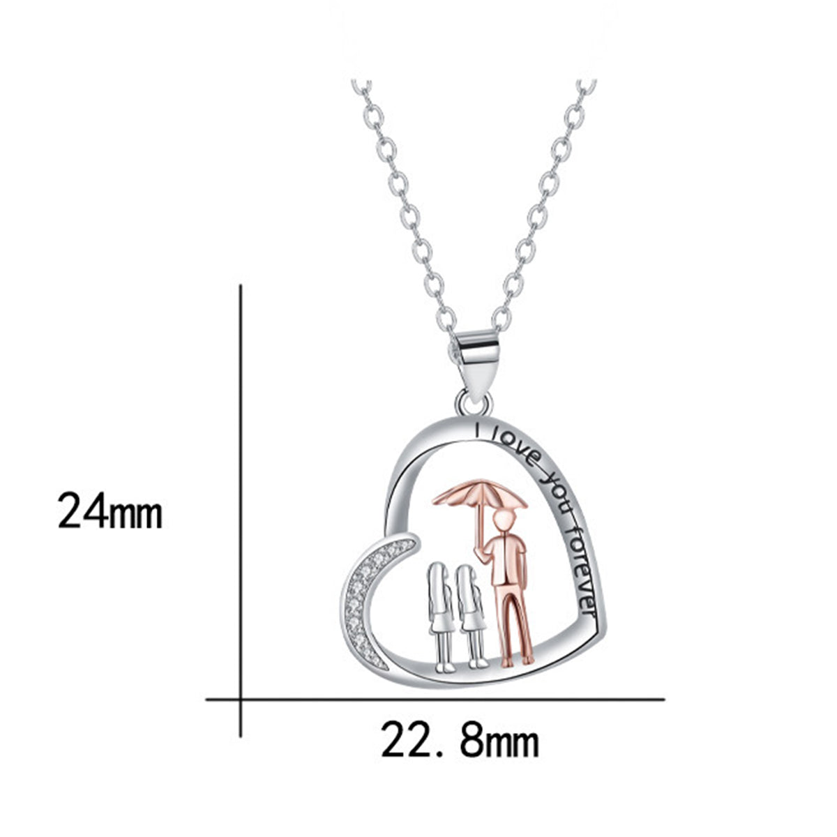 Copper With Silver/Rosegold Plated Heart Pendant Necklace