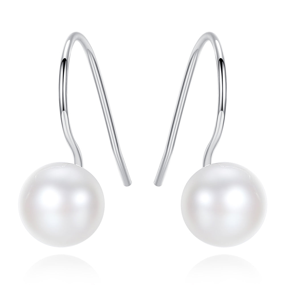 925 Sterling Silver Natural Pearl Long Drop Earrings Fashion Jewelry Gift for Women Girls