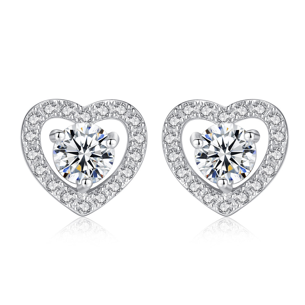 925 Sterling Silver Heart Earrings Fashion Jewelry Gift for Women Girls