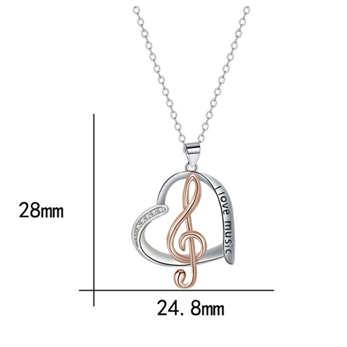 Copper With Silver/Rosegold Plated Heart Pendant Necklace