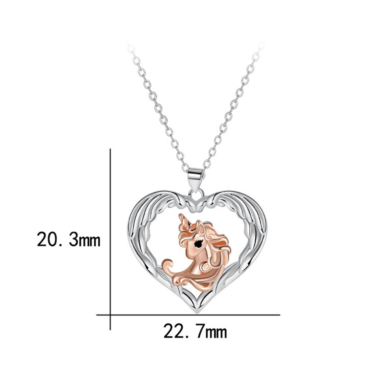 Copper With Silver/Rosegold Plated Heart Pendant Necklace