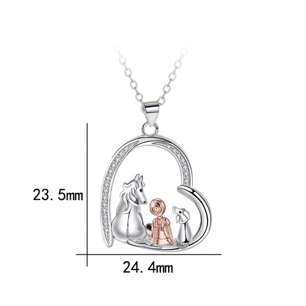Copper With Silver/Rosgold Plated Heart Pendant Necklace