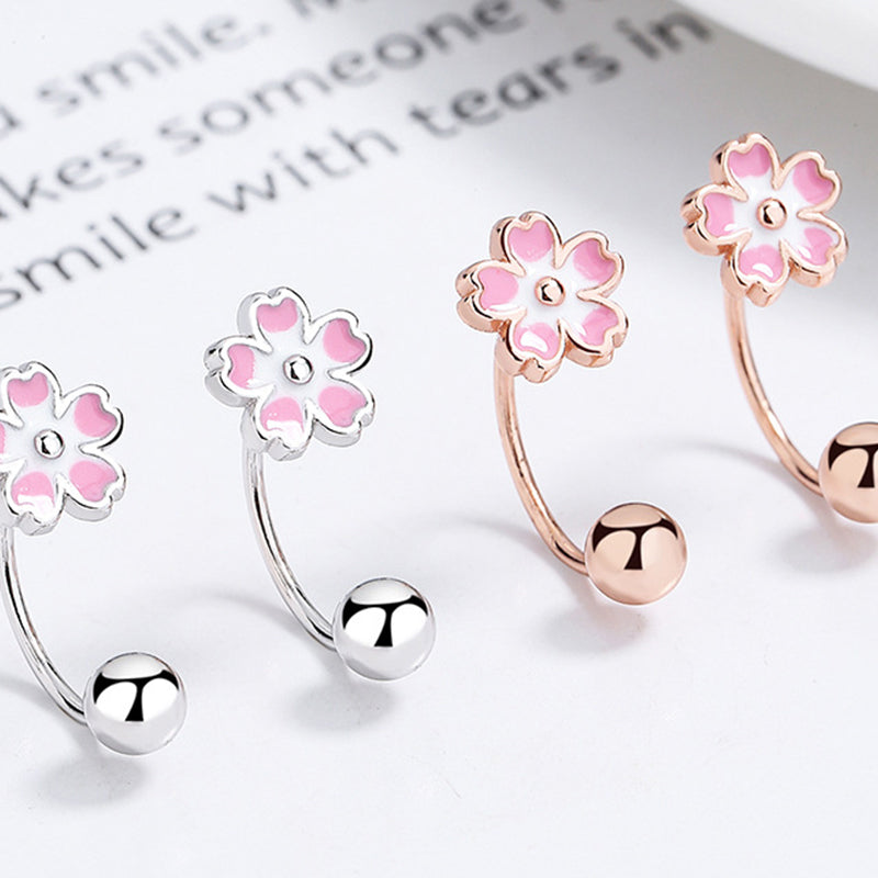 925 Sterling Silver Flower Screw Back Stud Earrings