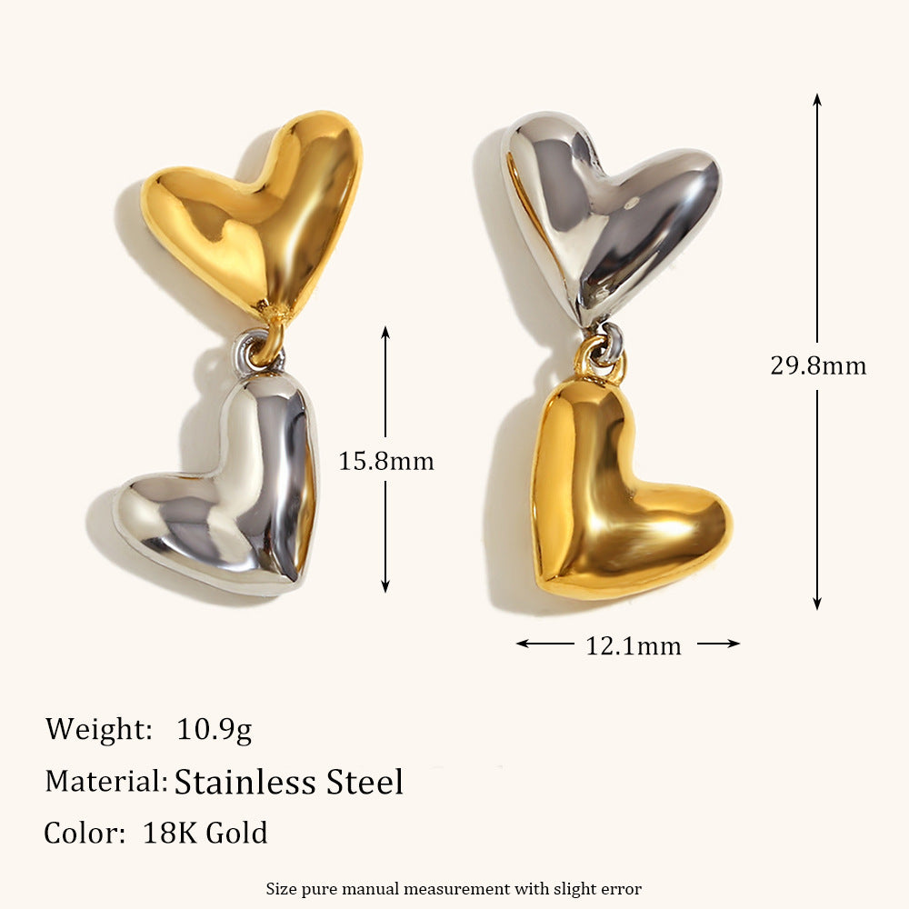 316L Stainless Steel Jewelry Fashion Big Hearts Earrings