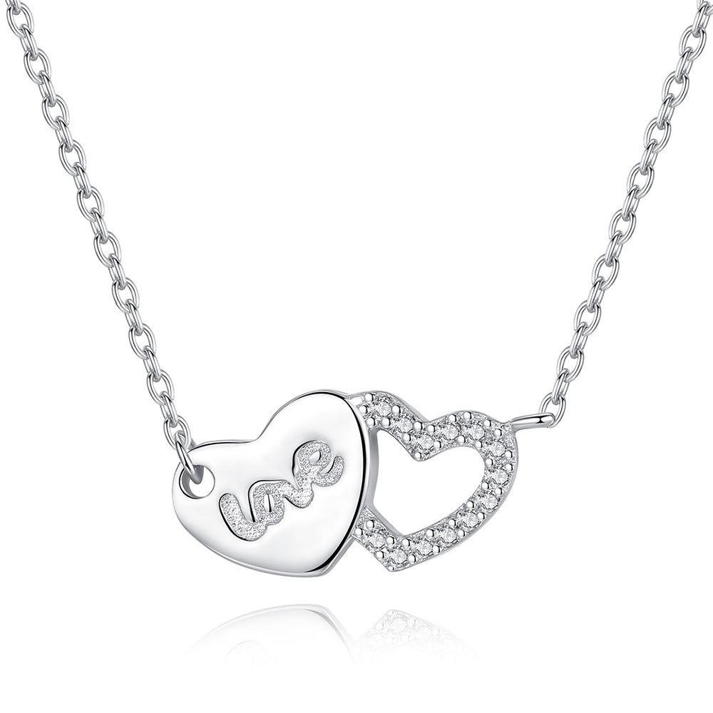 925 Sterling Silver Heart Necklace Fashion Jewelry Gift for Women Girls