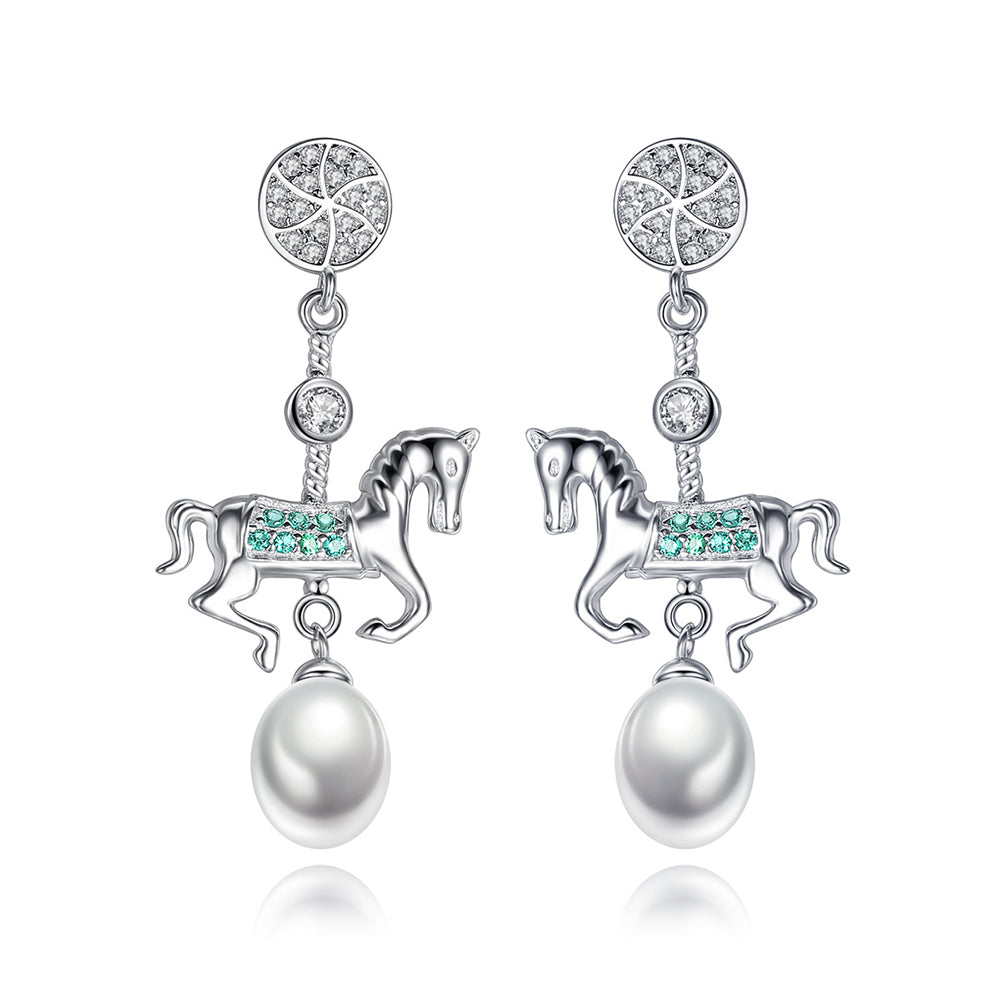 Pendientes largos de perla natural en plata de ley 925, joyería de moda, regalo para mujeres y niñas.