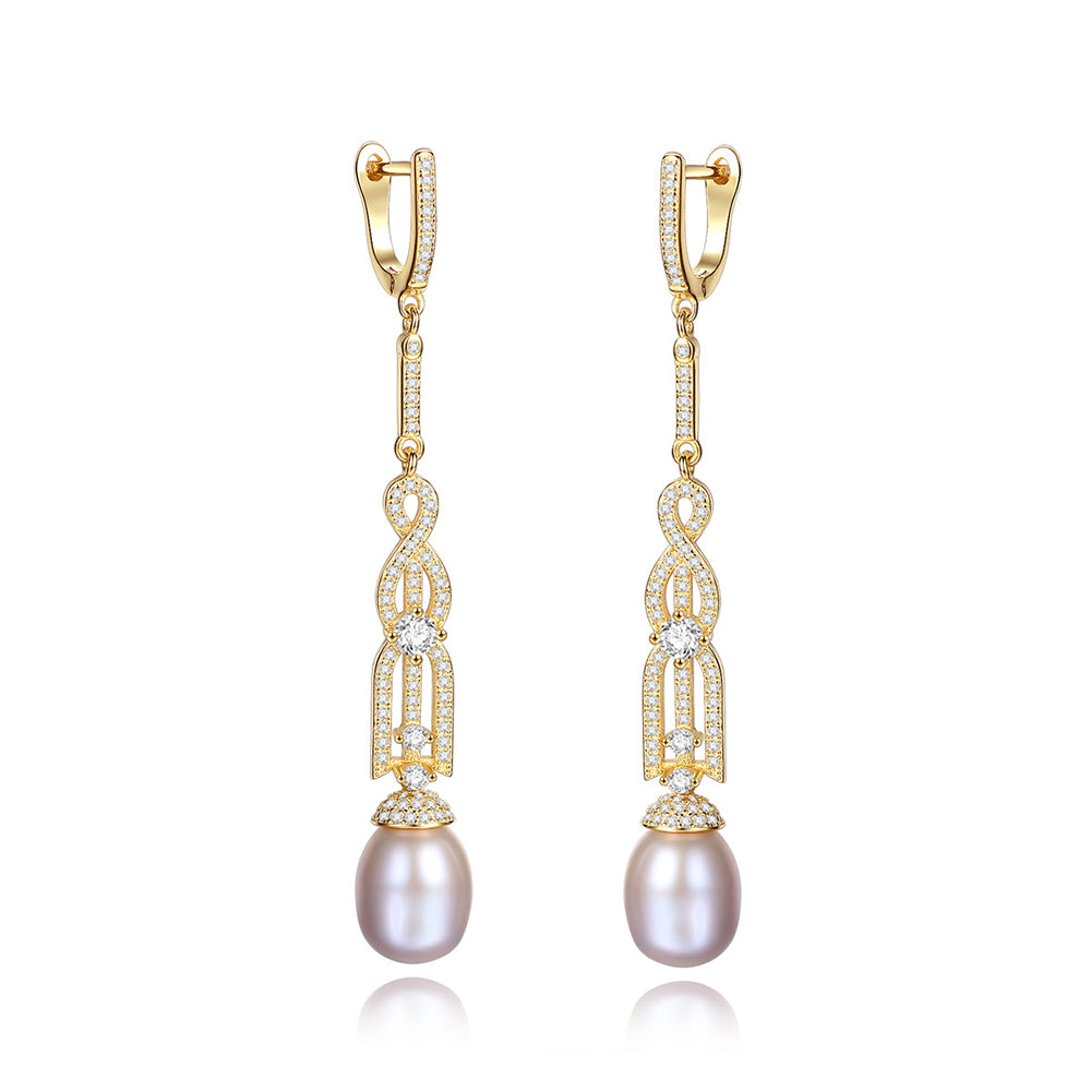 Pendientes colgantes de perla natural de plata de ley 925, joyería de moda, regalo para mujeres y niñas.