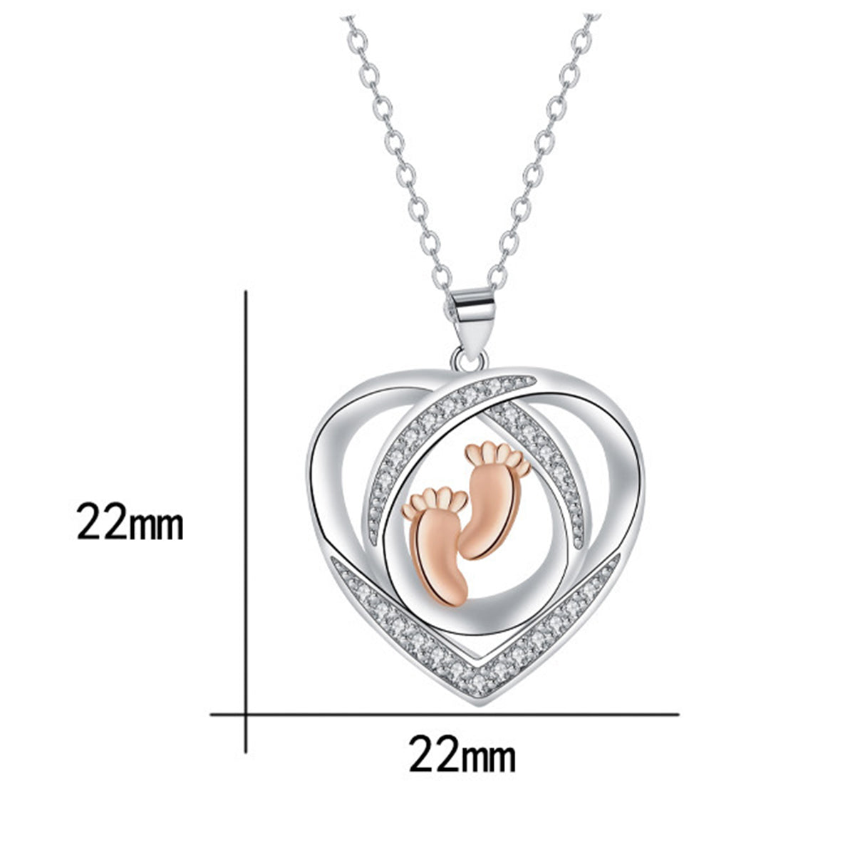 Copper With Silver/Rosegold Plated Heart Pendant Necklace