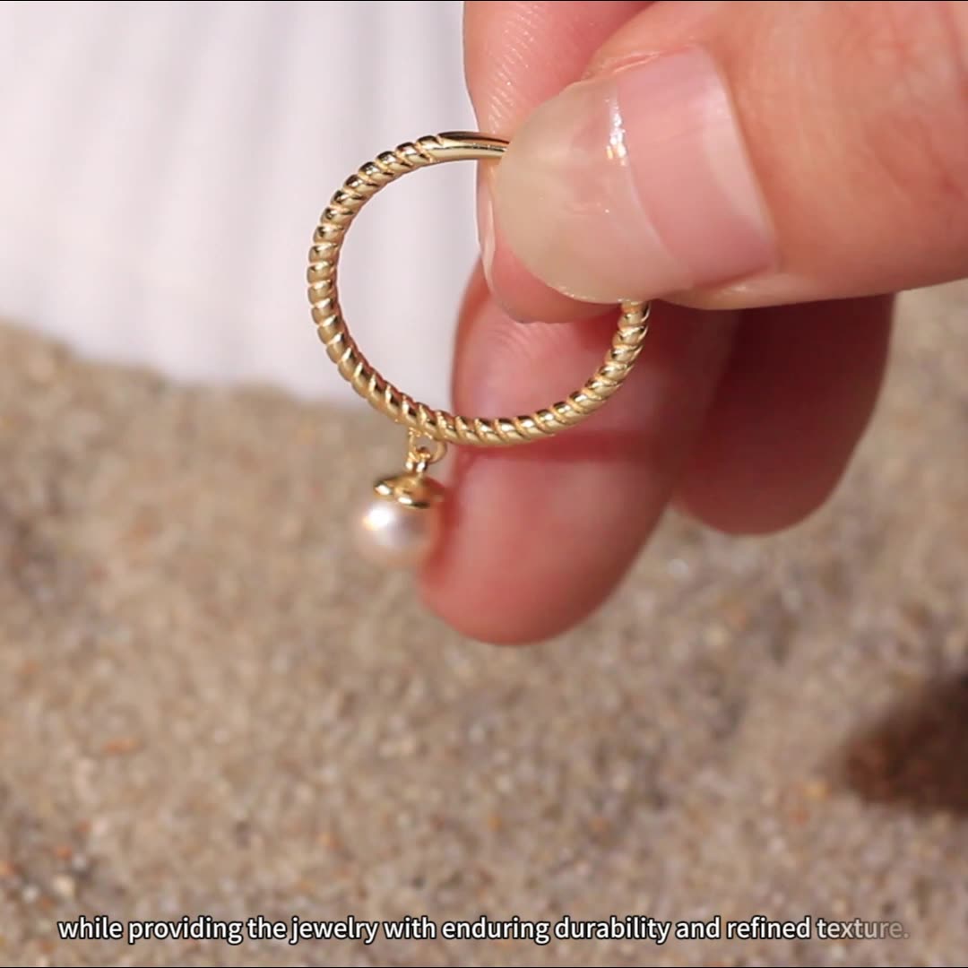 925 Sterling Silver Natural Pearl Ring Fashion Jewelry Gift for Women Girls