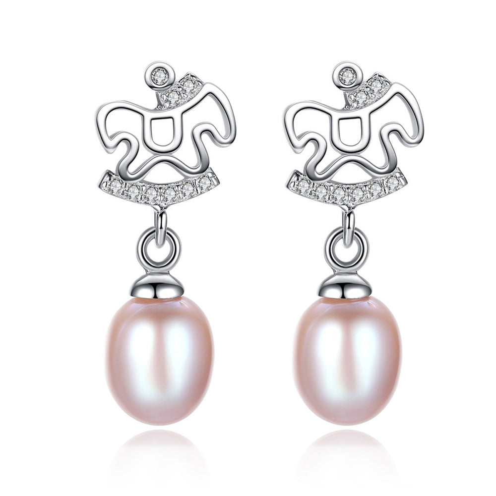 925 Sterling Silver Natural Pearl Drop Earrings Fashion Jewelry Gift for Women Girls