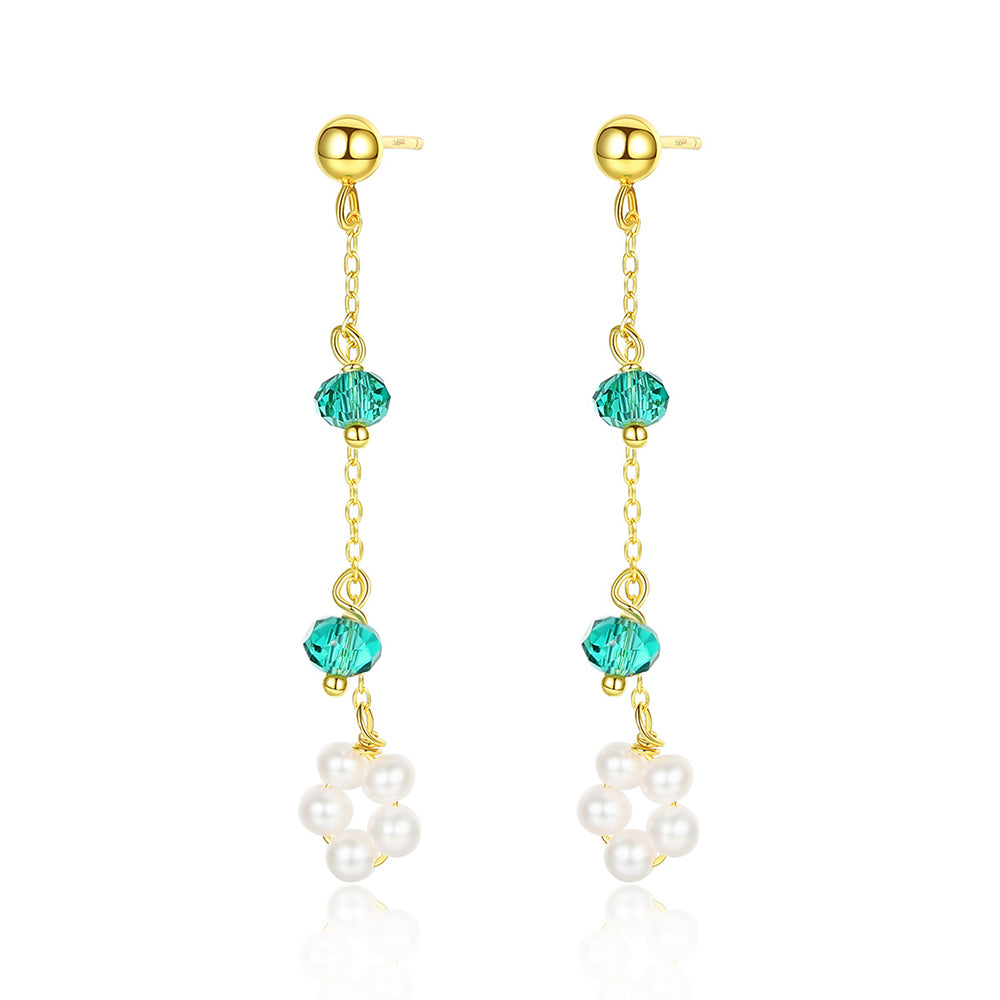 Pendientes colgantes de perla natural de plata de ley 925, joyería de moda, regalo para mujeres y niñas.
