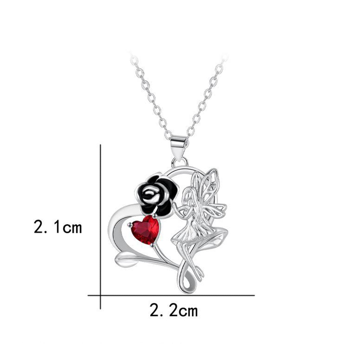 Copper With Silver Plated Flower Fairy Pendant Necklace for Women