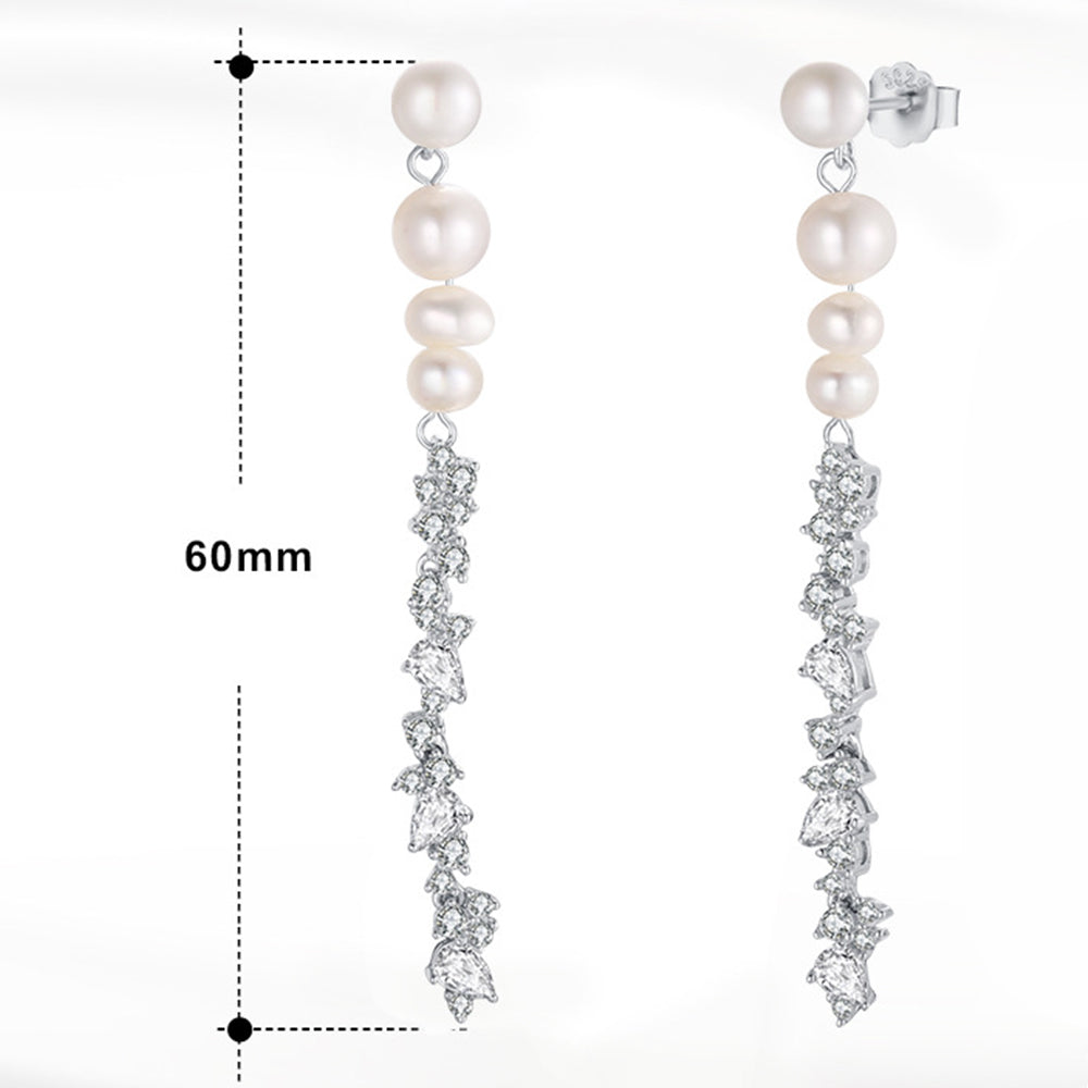 925 Sterling Silver Natural Pearl Earrings Fashion Jewelry Gift for Women Girl