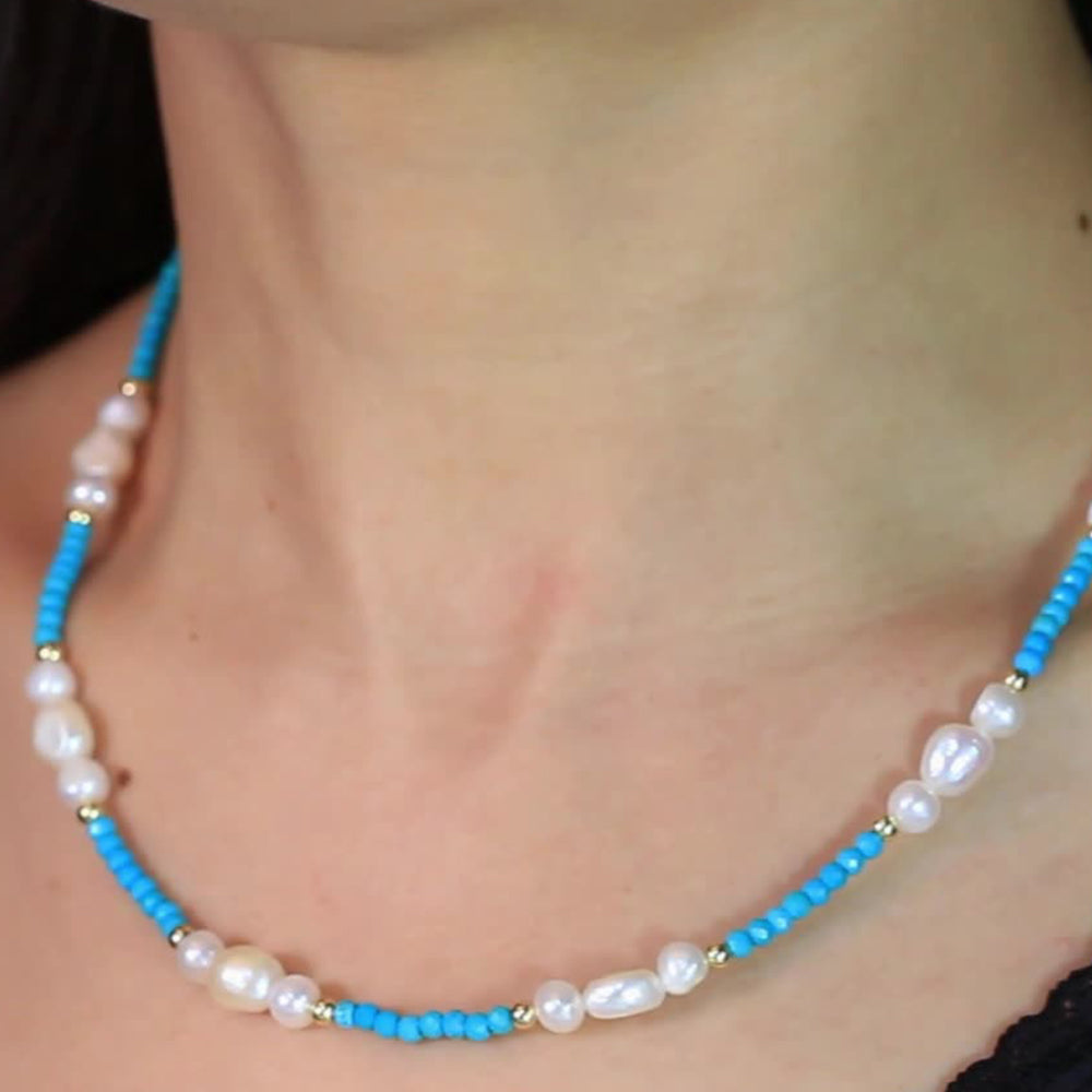 925 Sterling Silver Natural Pearl Necklace Fashion Jewelry Gift for Women Girls