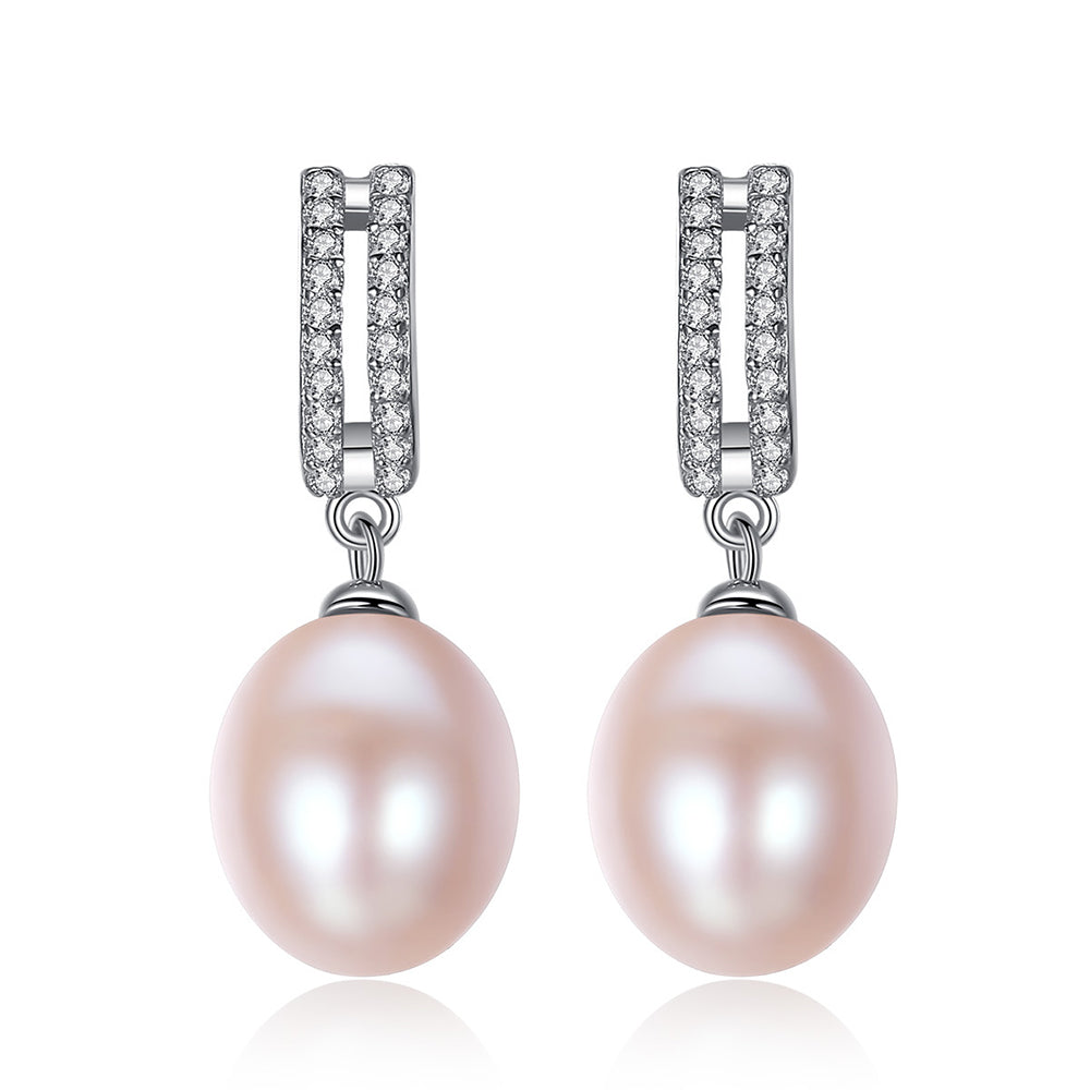 925 Sterling Silver Natural Pearl Drop Earrings Fashion Jewelry Gift for Women Girls