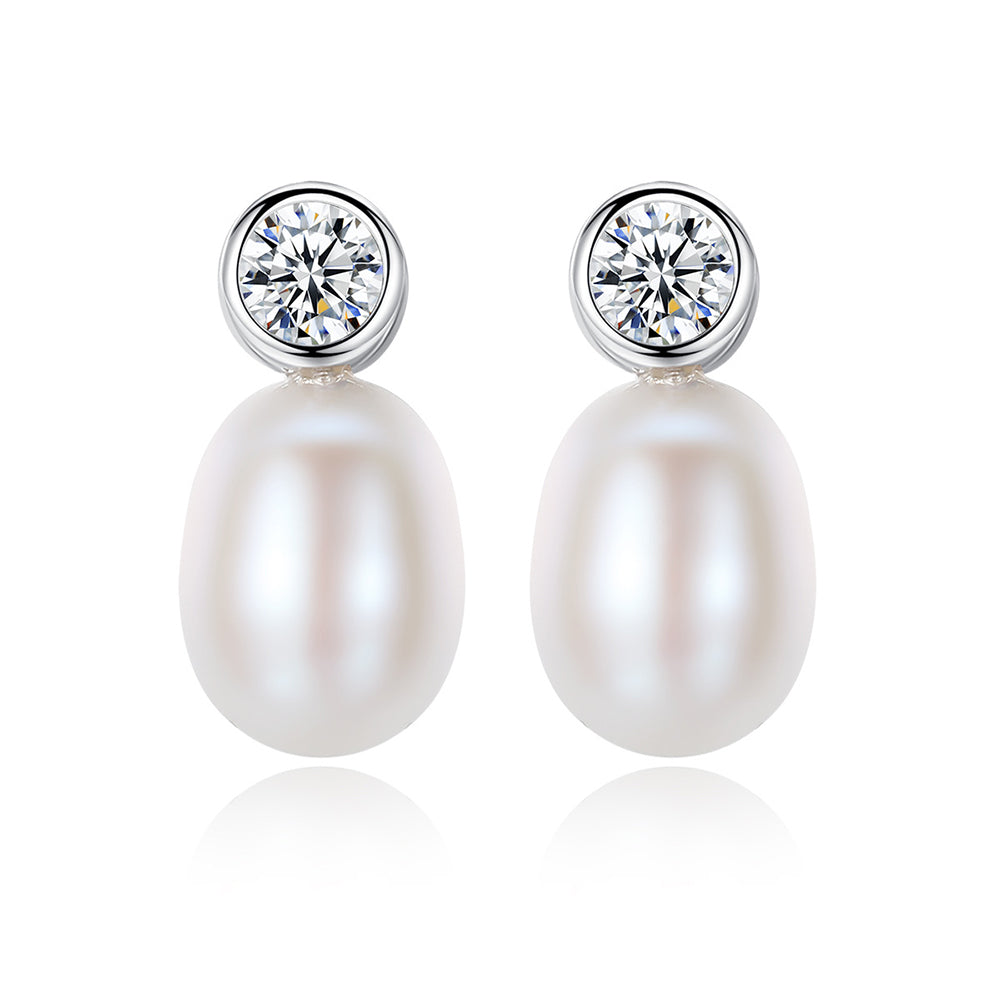 Pendientes colgantes de perla natural de plata de ley 925, joyería de moda, regalo para mujeres y niñas.
