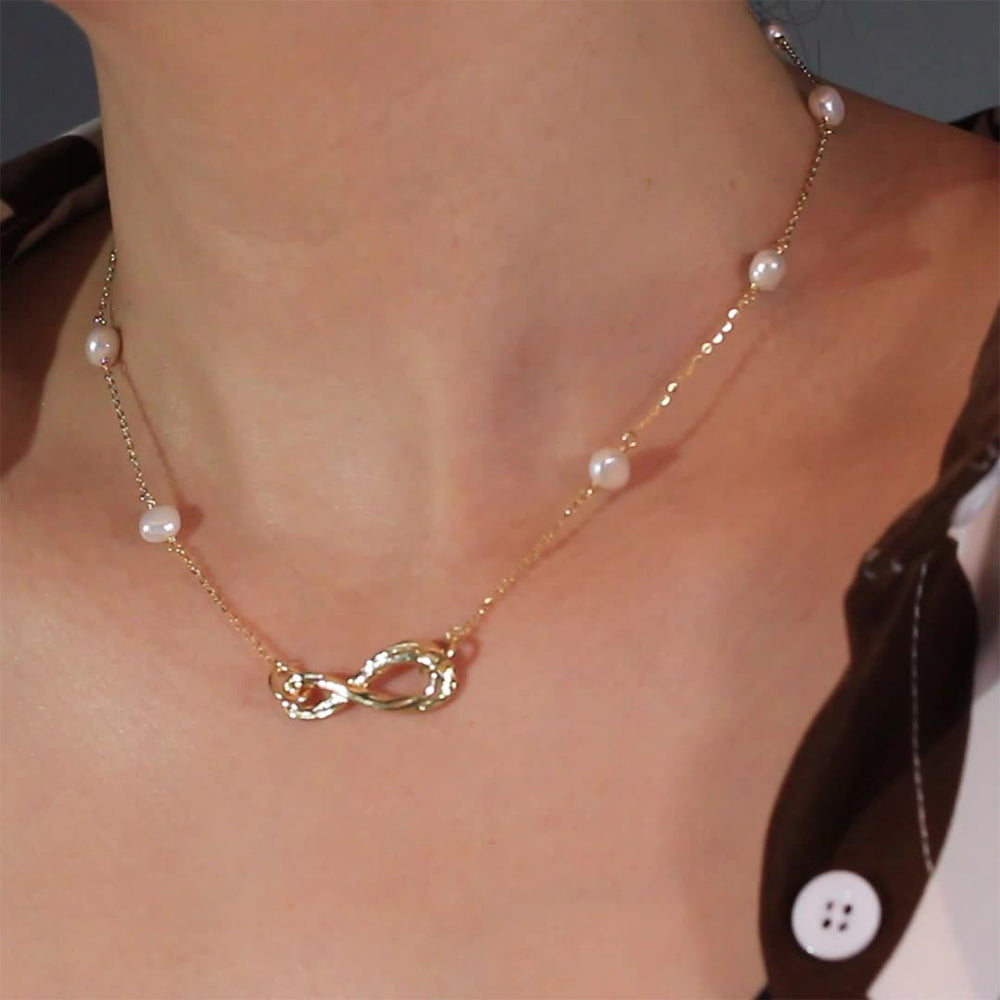 925 Sterling Silver Natural Pearl Necklace Fashion Jewelry Gift for Women Girls