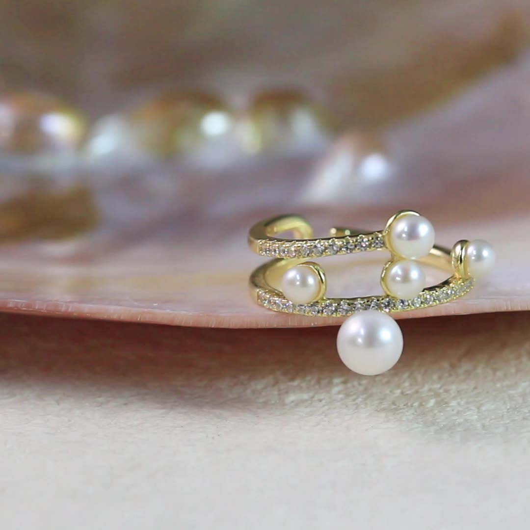Anillo de perla natural de plata de ley 925, joyería de moda, regalo para mujeres y niñas.