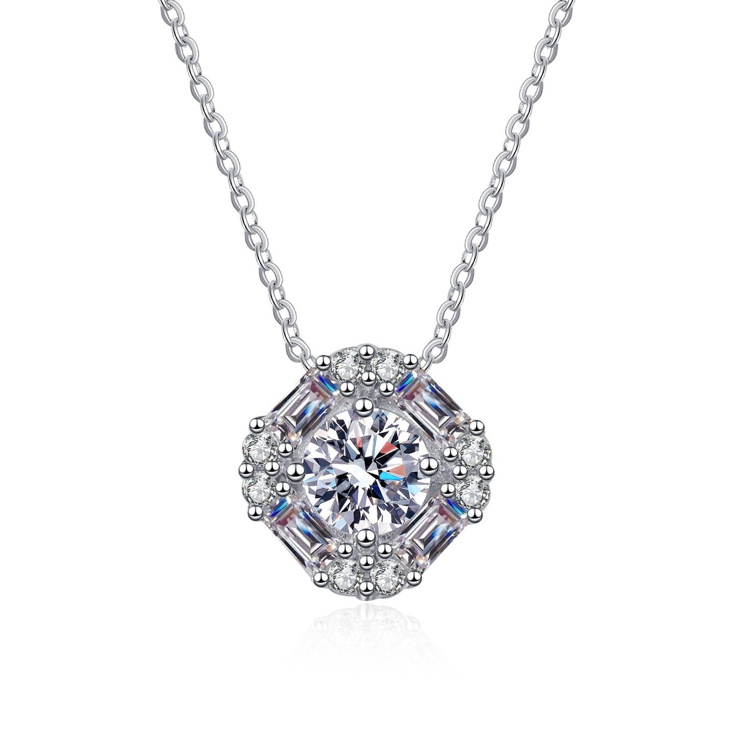 925 Sterling Silver Round Moissanite Luxury Necklace