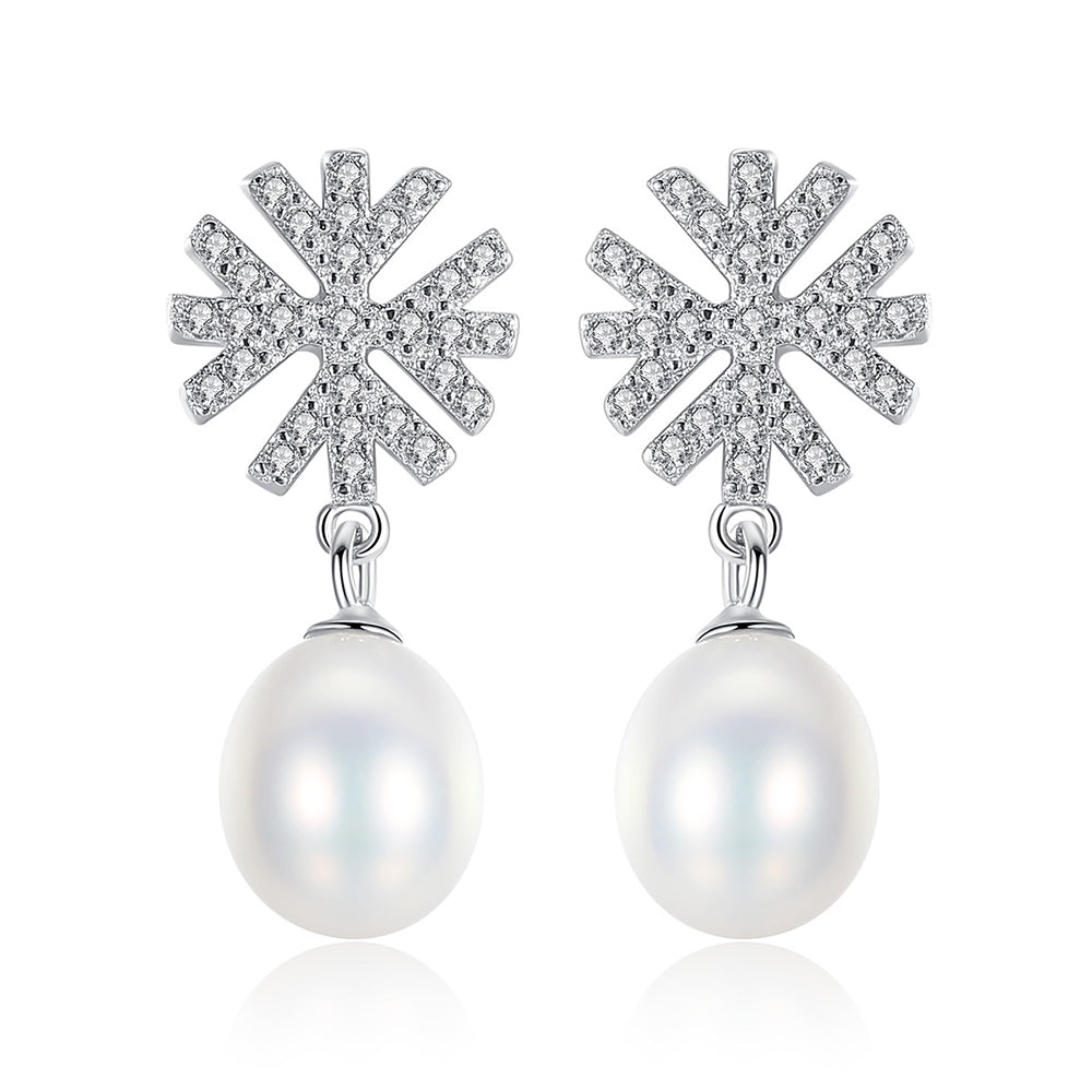 Pendientes colgantes de perla natural de plata de ley 925, joyería de moda, regalo para mujeres y niñas.