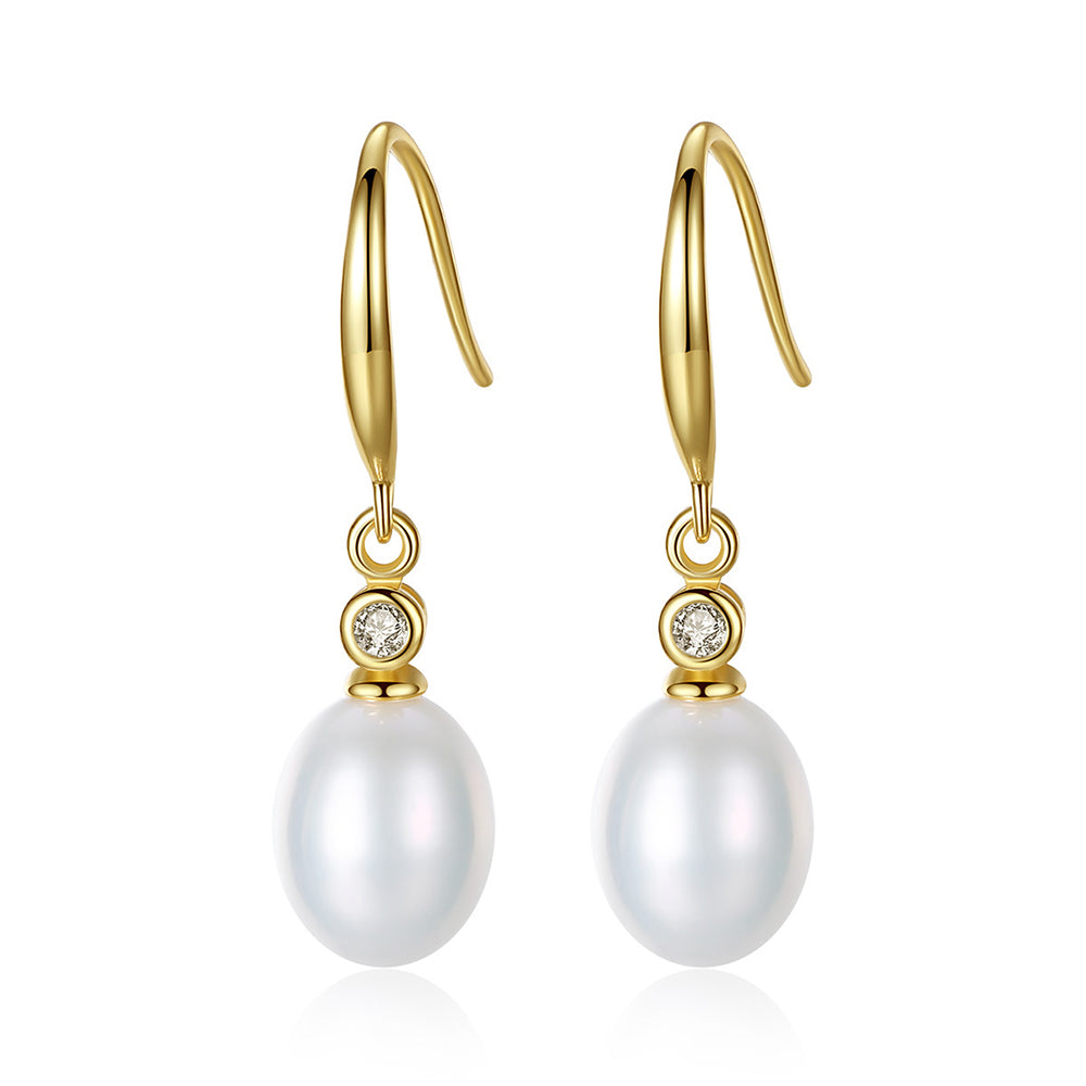 925 Sterling Silver Natural Pearl Drop Earrings Fashion Jewelry Gift for Women Girls