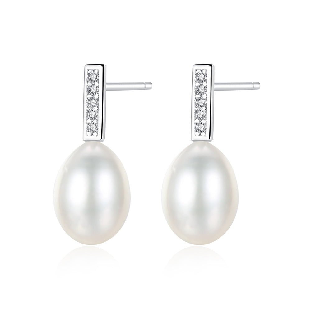 925 Sterling Silver Natural Pearl Drop Earrings Fashion Jewelry Gift for Women Girls