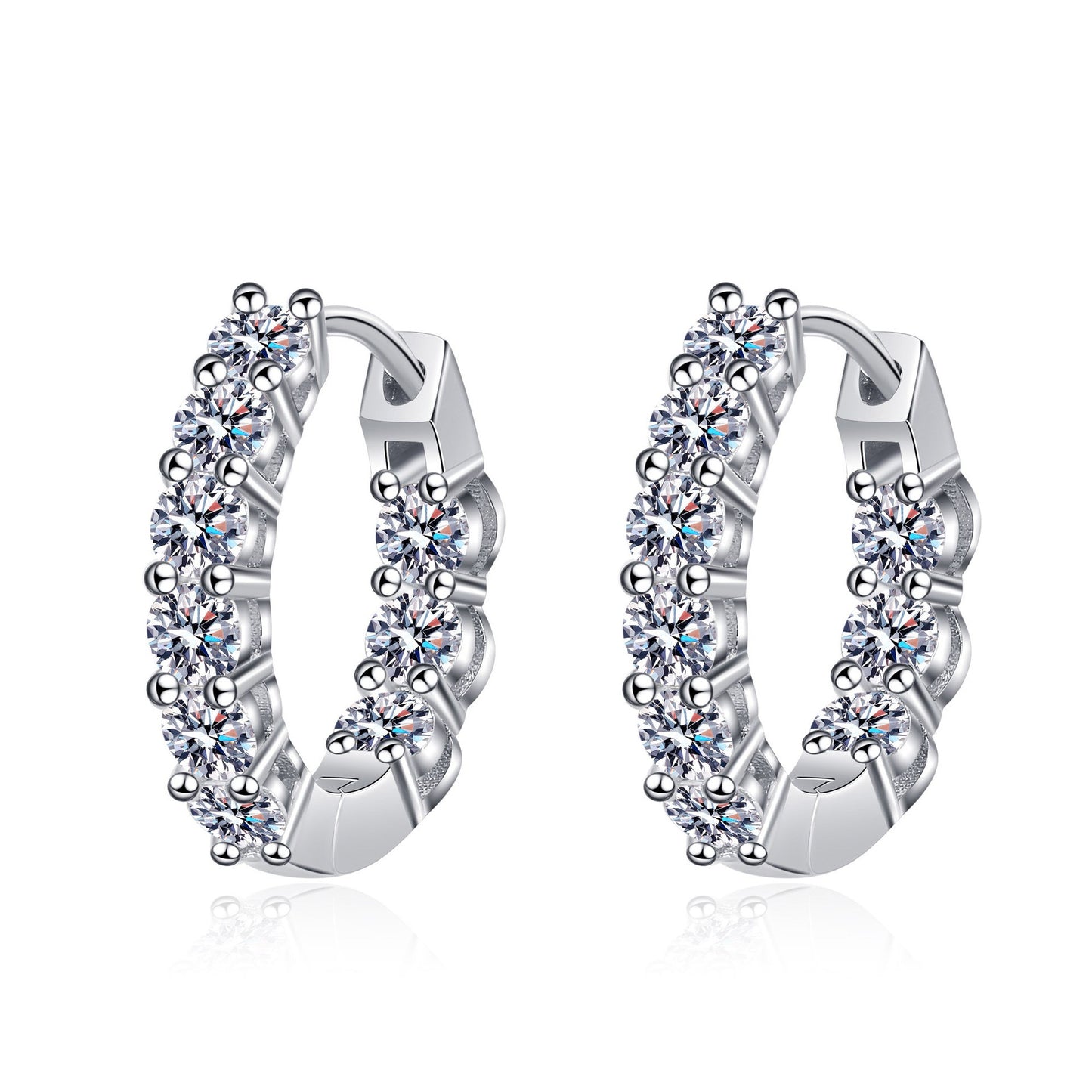 925 Sterling Silver D Color Moissanite Hoop Earrings