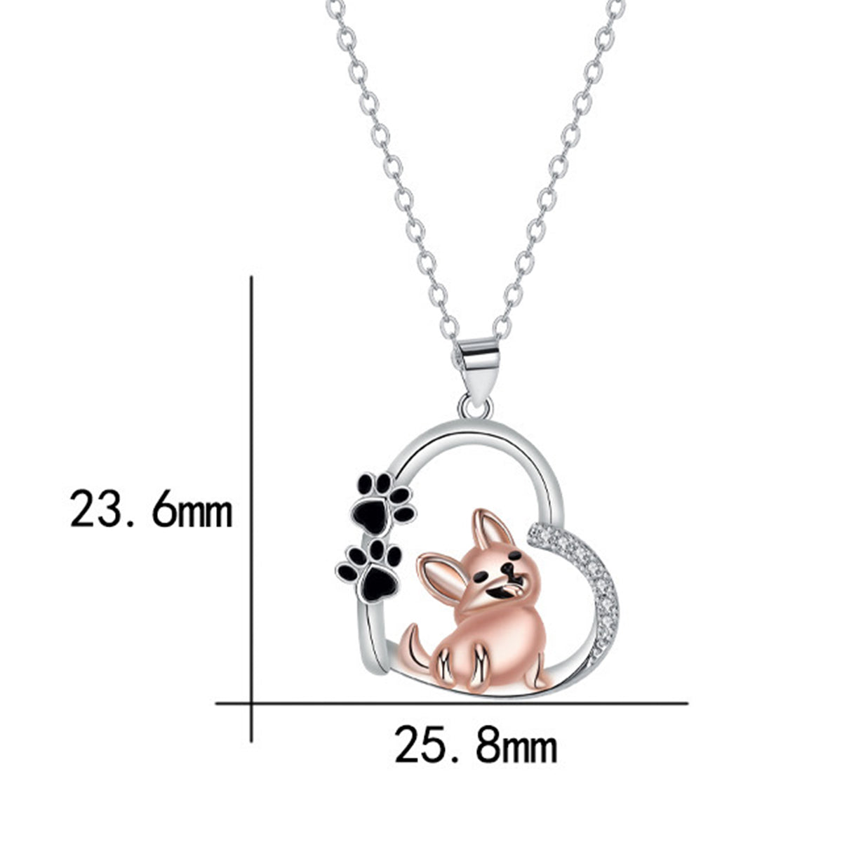Copper With Silver/Rosegold Plated Heart Pendant Necklace