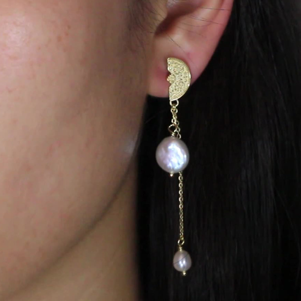 925 Sterling Silver Natural Pearl Earrings Fashion Jewelry Gift for Women Girl