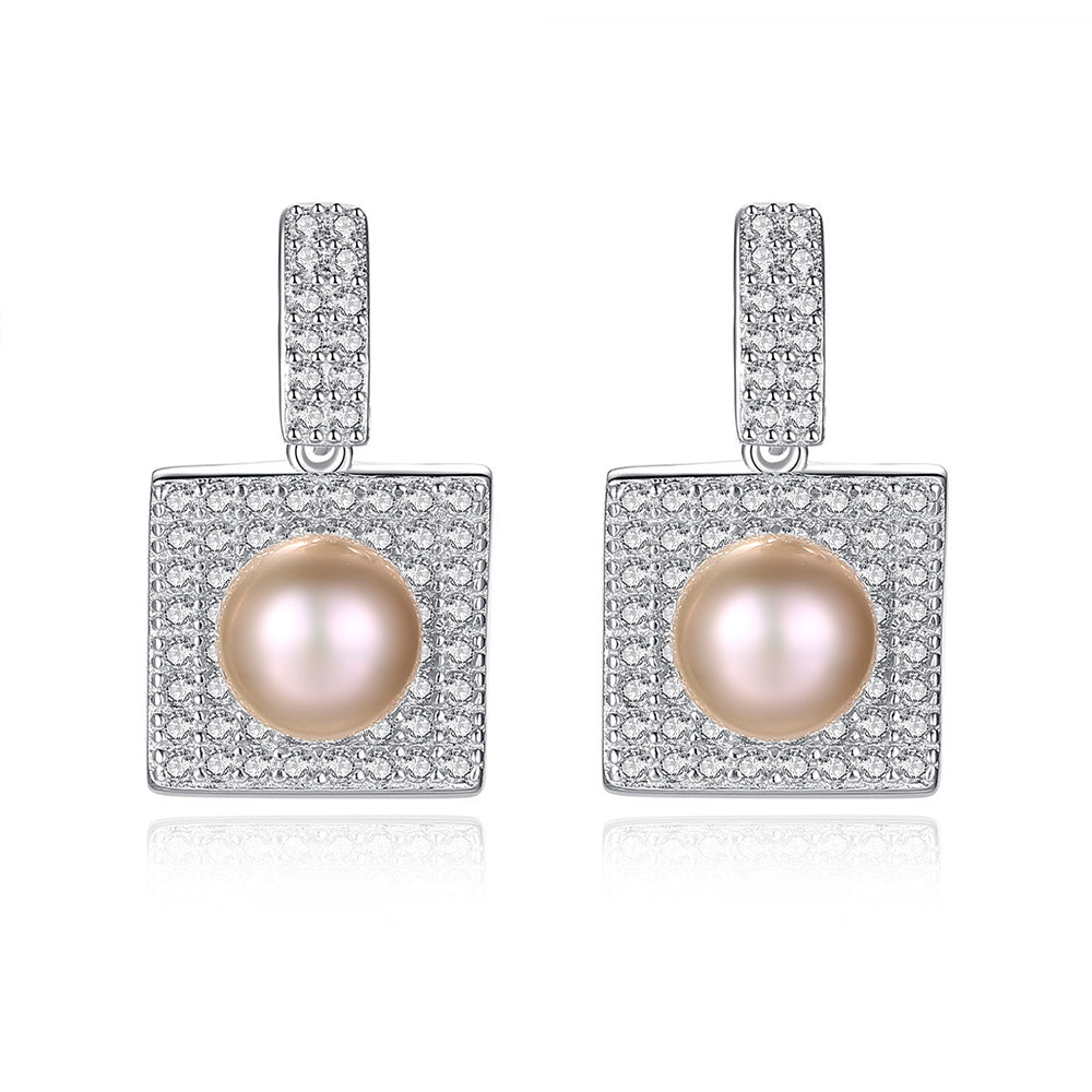 925 Sterling Silver Natural Pearl Drop Earrings Fashion Jewelry Gift for Women Girls